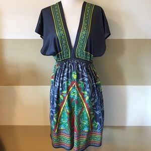 FLYING TOMATO Deep V Neck Multi Color Dress